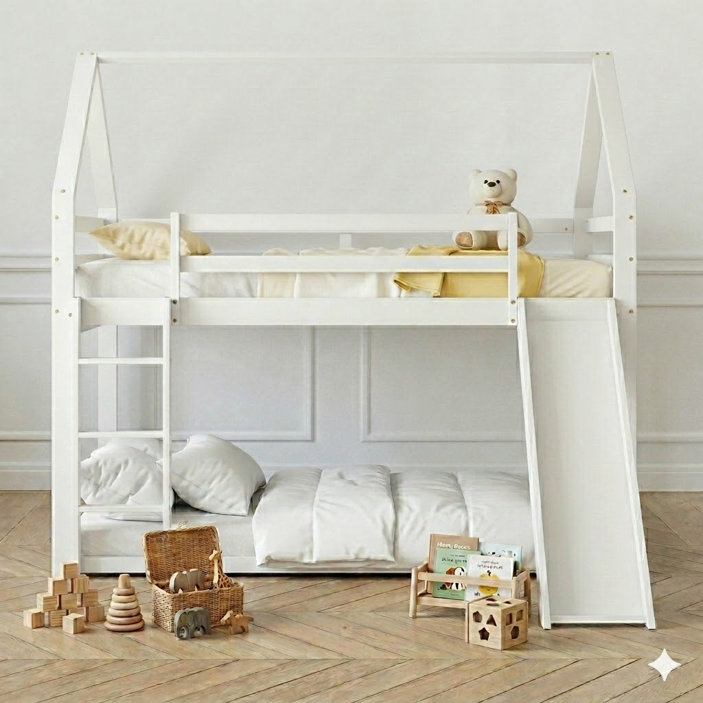 Lit Cabane Superposé Toboggan Modèle Leria 140x200