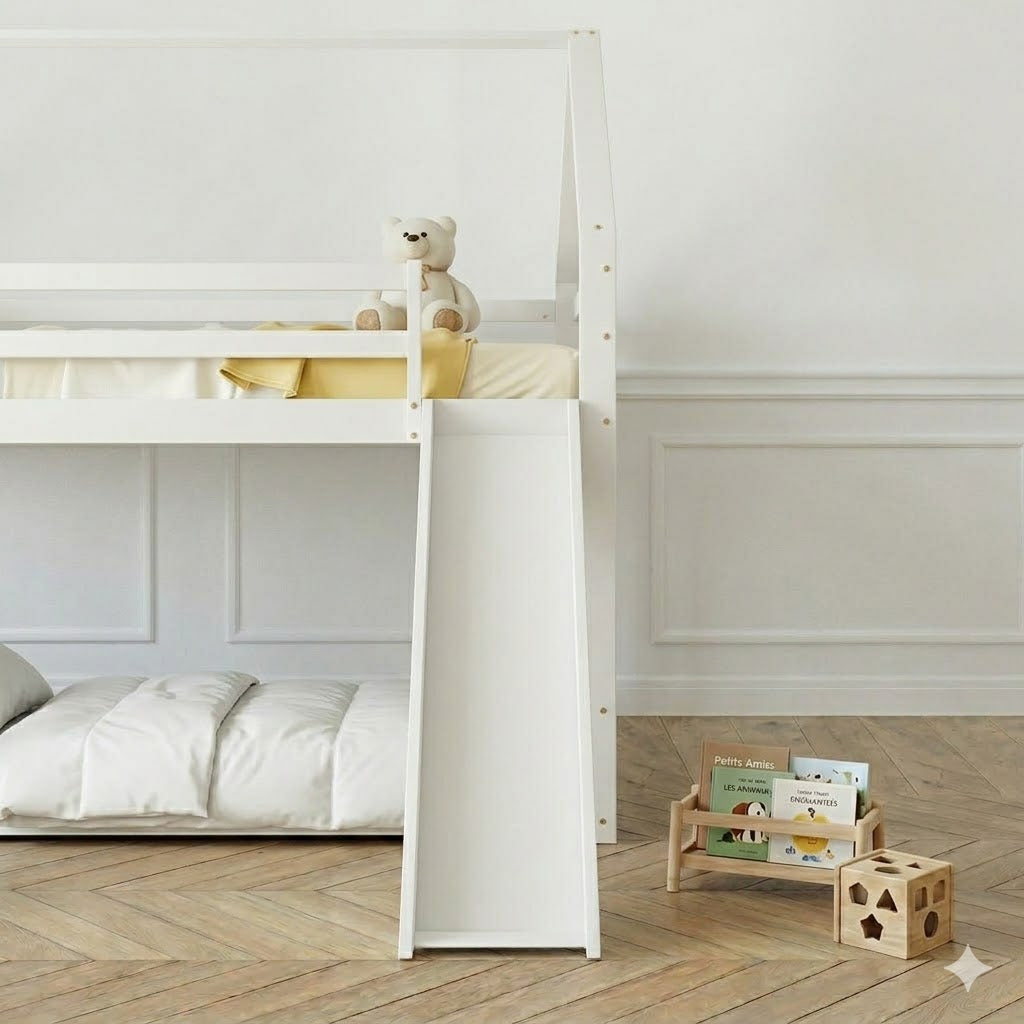 Lit Cabane Superposé Toboggan Modèle Leria 140x200