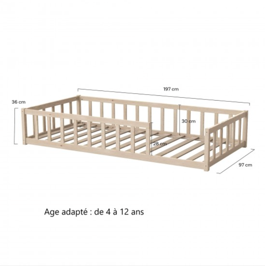 Lit Montessori Au Sol modèle Stella 90x190