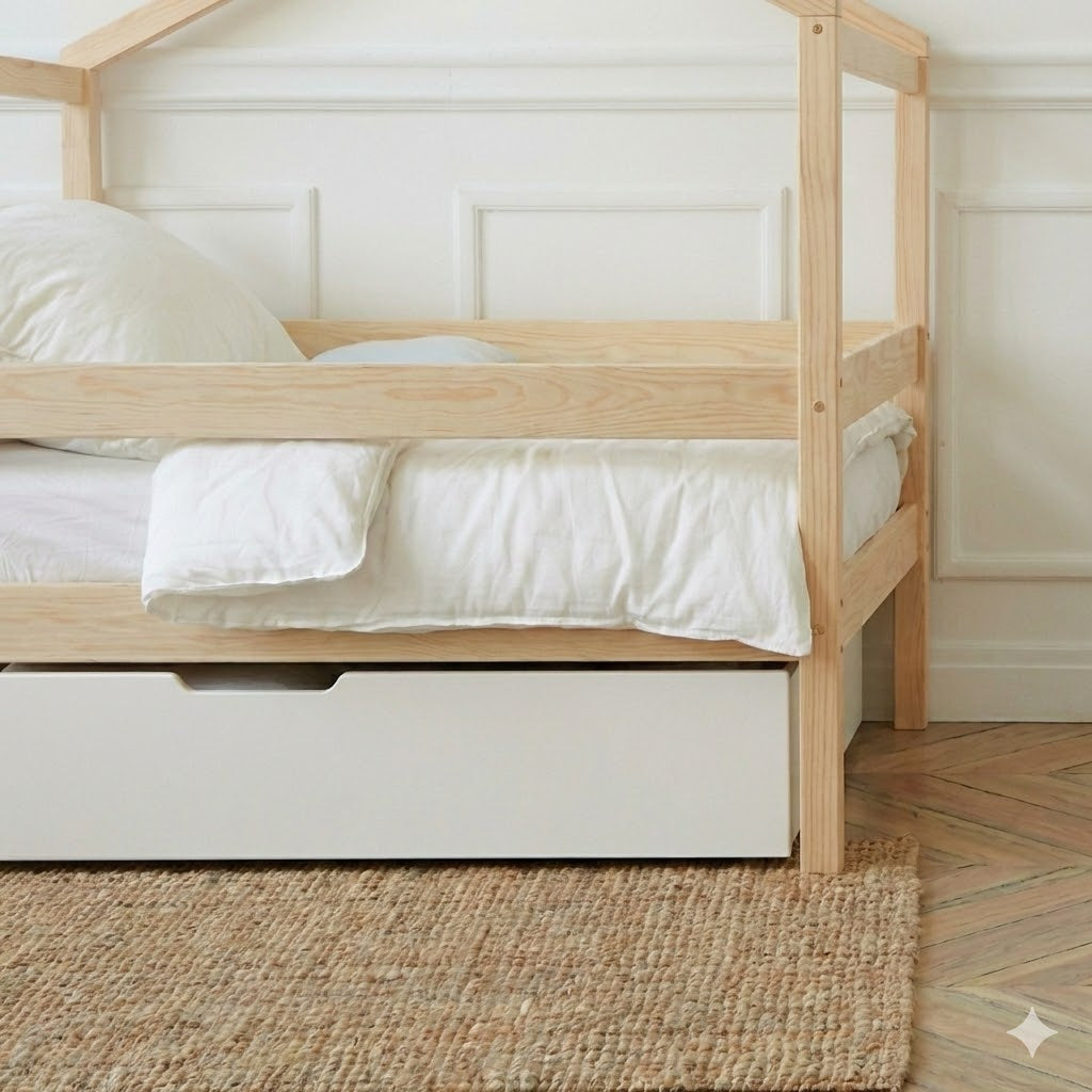 Lit Cabane Montessori Avec 2 Tiroirs Modèle Livia 90x190