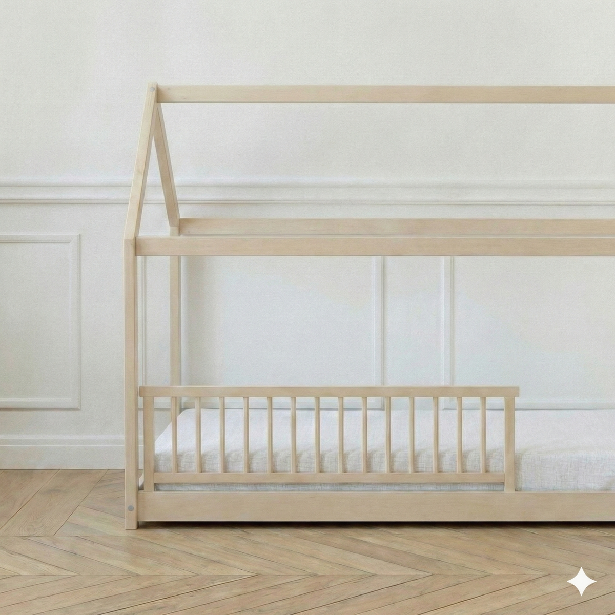 Lit Cabane Montessori avec Barrière modèle Léon 90x190