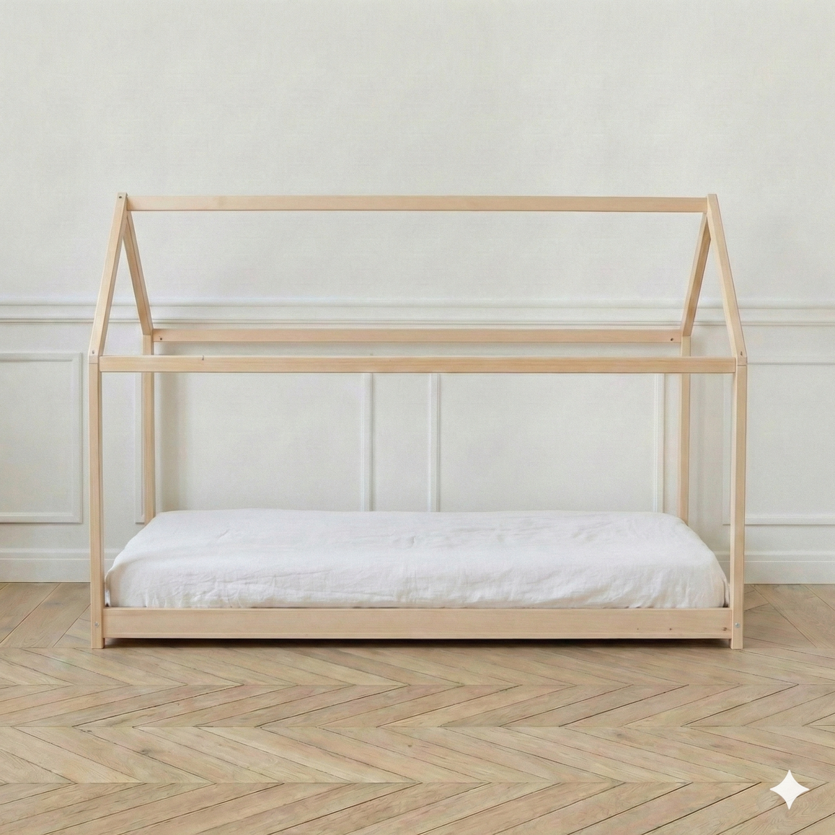 Lit Cabane Montessori en bois massif modèle Zoé 90x190