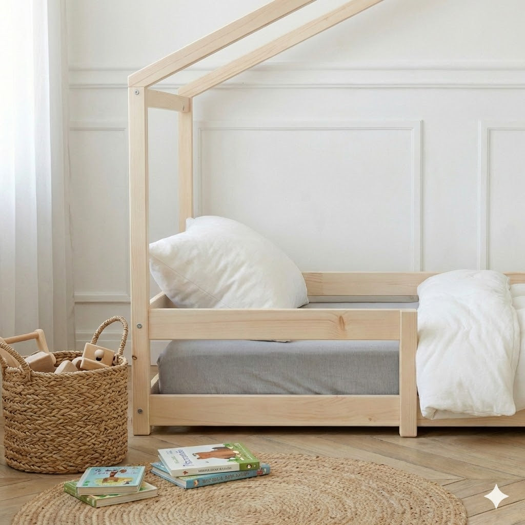 Lit Cabane Montessori Avec Barrières Modèle Anna 90x190