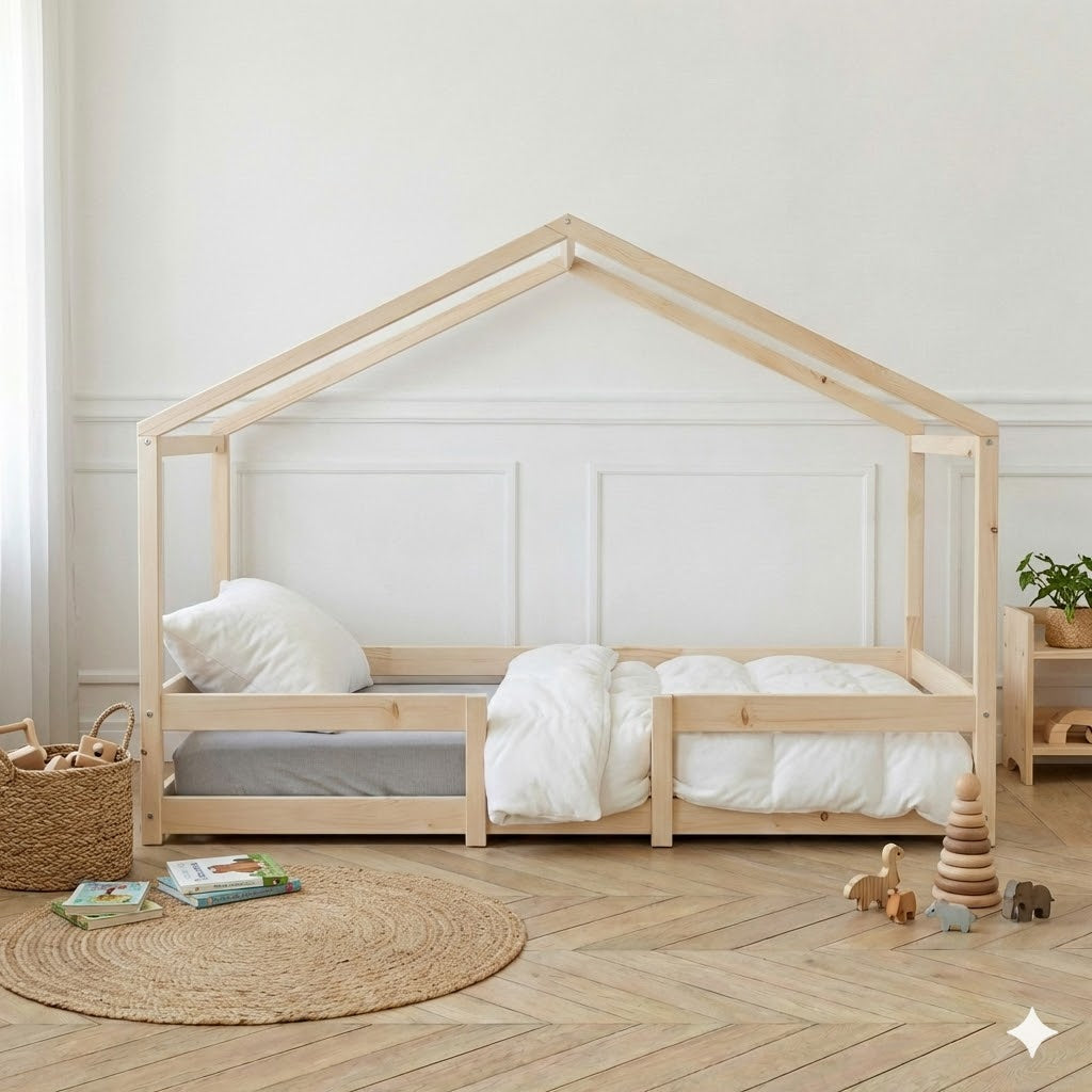 Lit Cabane Montessori Avec Barrières Modèle Anna 90x190