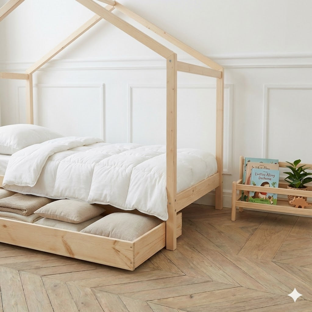 Lit Cabane Montessori Avec Tiroir Modèle Liam 90x190