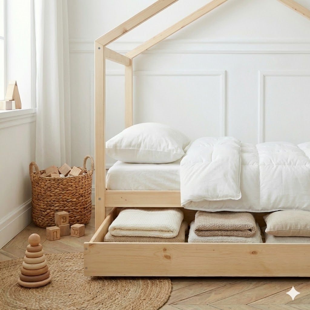 Lit Cabane Montessori Avec Tiroir Modèle Liam 90x190