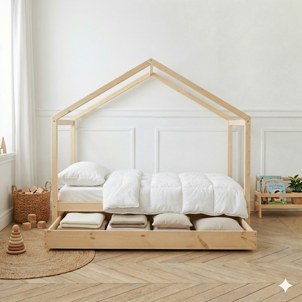 Lit Cabane Montessori Avec Tiroir Modèle Liam 90x190