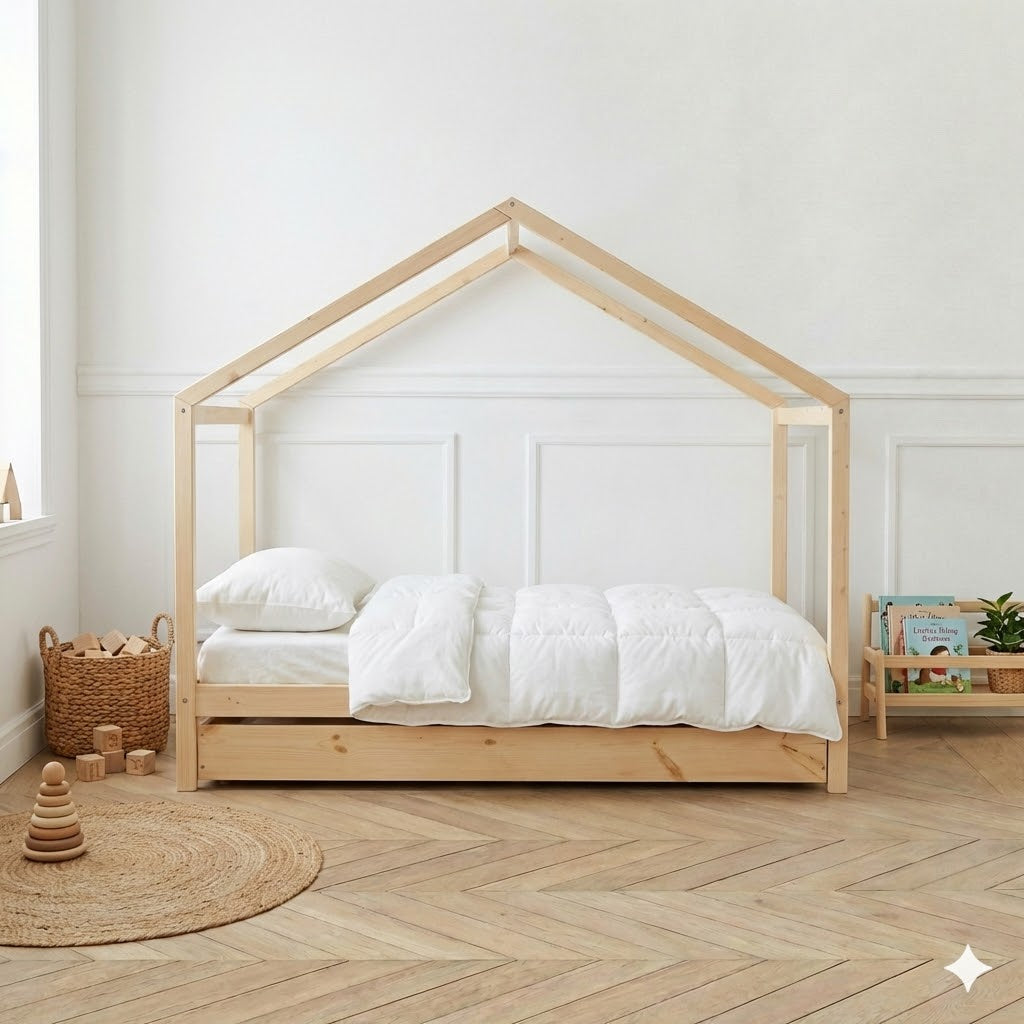 Lit Cabane Montessori Avec Tiroir Modèle Liam 90x190