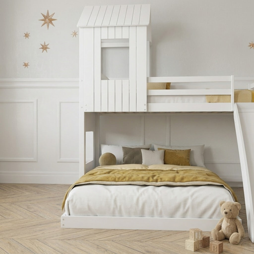 Letto a Castello Scivolo 3 Posti Modello Amelie 90x200 cm e 140x200