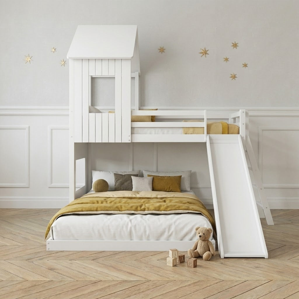 Letto a Castello Scivolo 3 Posti Modello Amelie 90x200 cm e 140x200